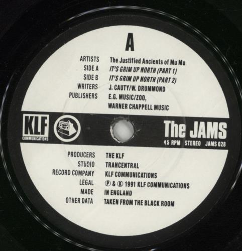 Justified Ancients Of Mu Mu It's Grim Up North 7" vinyl single (7 inch record / 45) UK JMU07IT08885