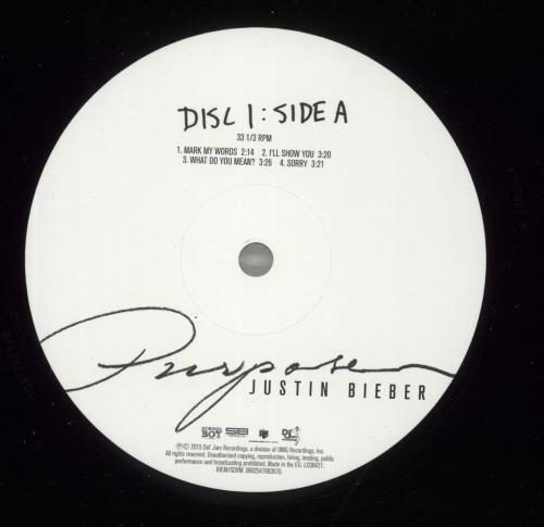 Justin Bieber Purpose - 180gm 2-LP vinyl record set (Double LP Album) UK J302LPU863610