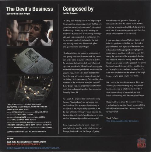 Justin Greaves The Devil's Business vinyl LP album (LP record) UK K8-LPTH857087