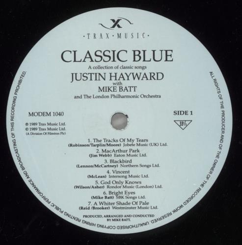 Justin Hayward Classic Blue vinyl LP album (LP record) UK JHWLPCL498552