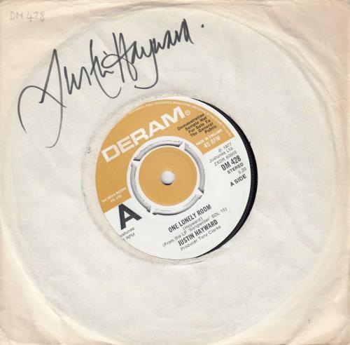 Justin Hayward One Lonely Room - Autographed 7" vinyl single (7 inch record / 45) UK JHW07ON714345