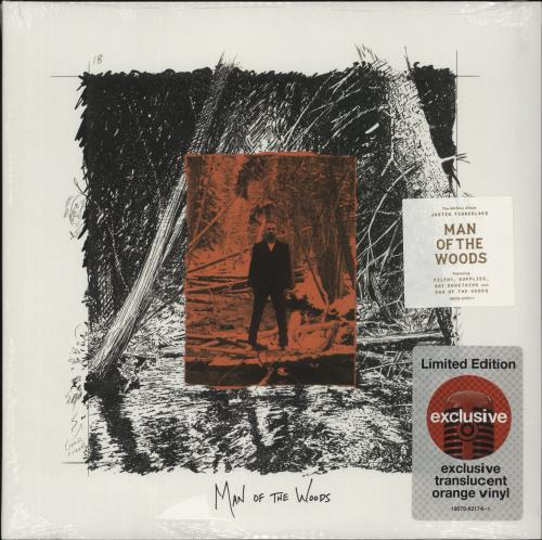 Justin Timberlake Man Of The Woods - Orange Vinyl - Sealed 2-LP vinyl record set (Double LP Album) US JTL2LMA868686
