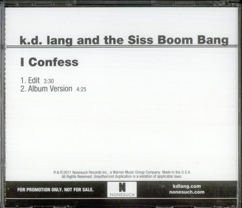 K.D. Lang I Confess CD single (CD5 / 5") US KDLC5IC536772
