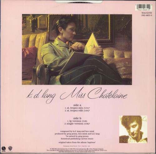 K.D. Lang Miss Chatelaine + Poster 12" vinyl single (12 inch record / Maxi-single) UK KDL12MI819128