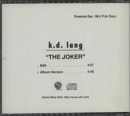 K.D. Lang The Joker CD single (CD5 / 5") US KDLC5TH90462