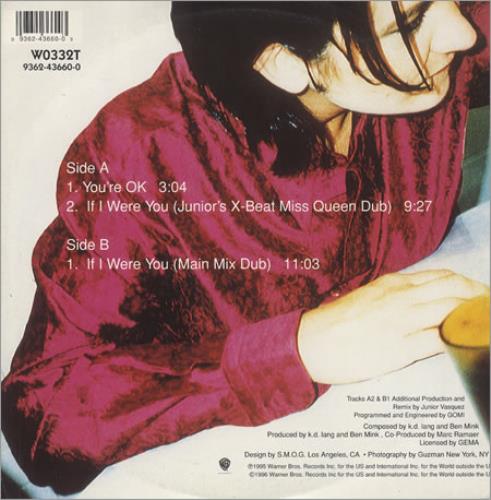 K.D. Lang You're Ok 12" vinyl single (12 inch record / Maxi-single) UK KDL12YO114890