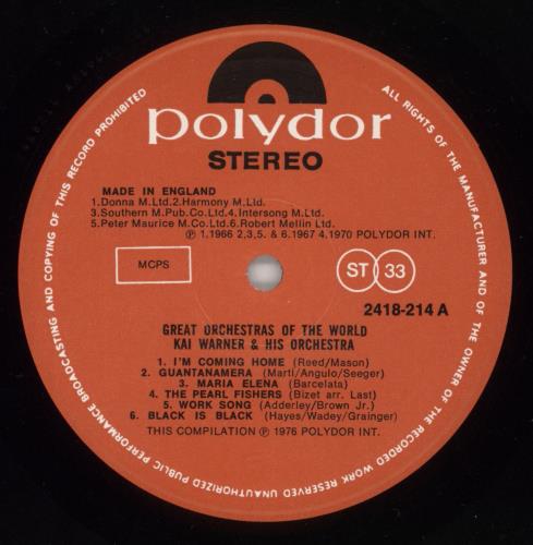 Kai Warner Great Orchestras Of The World - Kai Warner & His Orchestra vinyl LP album (LP record) UK KWTLPGR864101