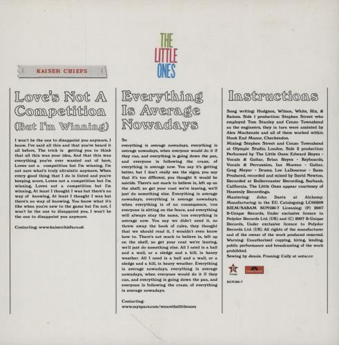 Kaiser Chiefs Love's Not A Competition (But I'm Winning) 7" vinyl single (7 inch record / 45) UK KAZ07LO568845