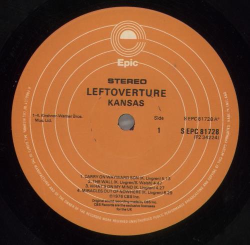 Kansas Leftoverture vinyl LP album (LP record) UK KNSLPLE333392