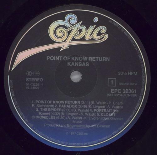 Kansas Point Of Know Return vinyl LP album (LP record) Dutch KNSLPPO823441