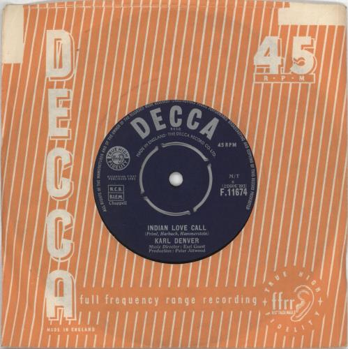 Karl Denver Indian Love Call 7" vinyl single (7 inch record / 45) UK KAR07IN546584