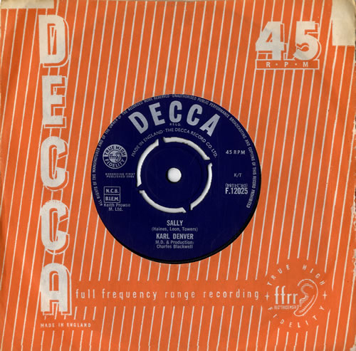 Karl Denver Sally 7" vinyl single (7 inch record / 45) UK KAR07SA613949