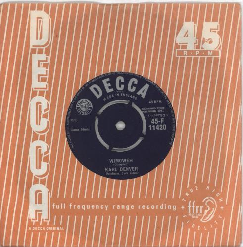 Karl Denver Wimoweh 7" vinyl single (7 inch record / 45) UK KAR07WI420317