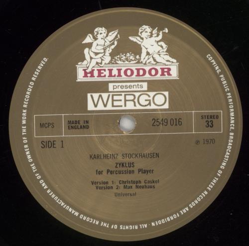 Karlheinz Stockhausen Cycle For One Percussionist (In Two Different Versions) / Klavierst�ck No. X vinyl LP album (LP record) UK KK4LPCY867413