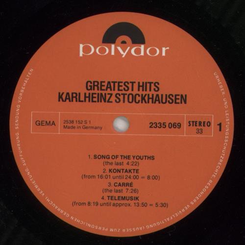Karlheinz Stockhausen Greatest Hits 2-LP vinyl record set (Double LP Album) German KK42LGR886995