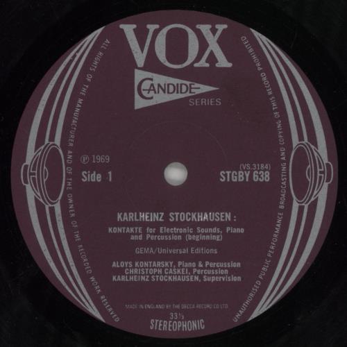 Karlheinz Stockhausen Kontakte For Electronic Sounds, Piano And Percussion / Refrain For Three Instrumentalists vinyl LP album (LP record) UK KK4LPKO858099