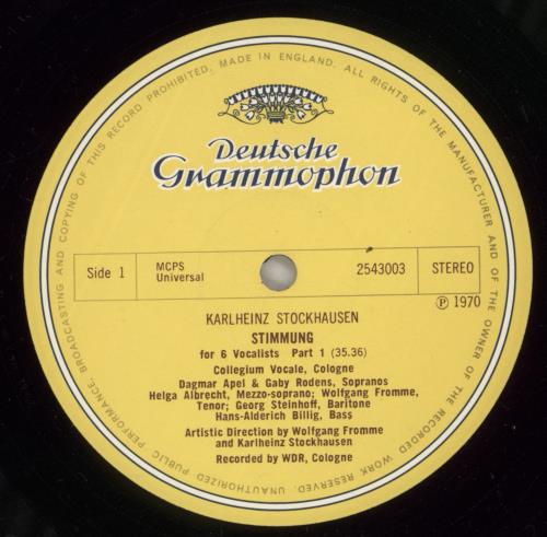Karlheinz Stockhausen Stimmung vinyl LP album (LP record) UK KK4LPST657666