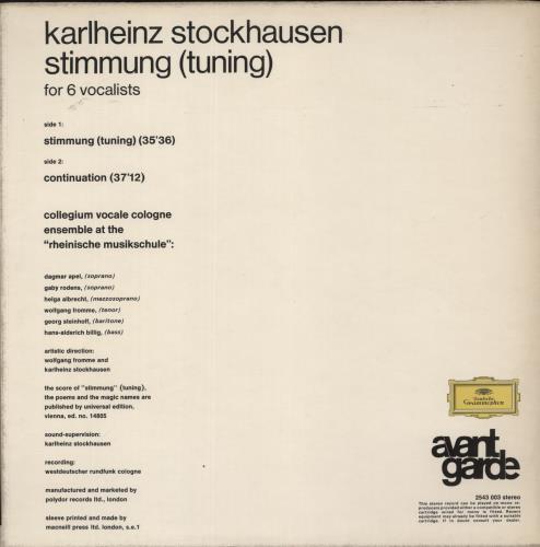 Karlheinz Stockhausen Stimmung vinyl LP album (LP record) UK KK4LPST657666