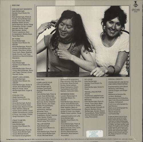 Kate & Anna McGarrigle Kate & Anna McGarrigle vinyl LP album (LP record) US K&ALPKA715486