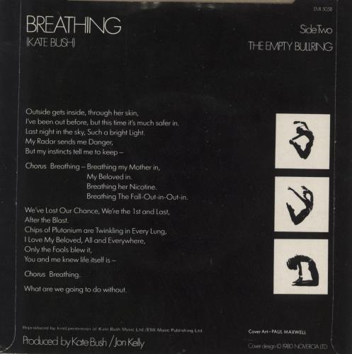 Kate Bush Breathing - Mispress 7" vinyl single (7 inch record / 45) UK BUS07BR815847