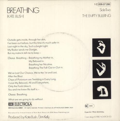 Kate Bush Breathing - White Slv 7" vinyl single (7 inch record / 45) German BUS07BR12719