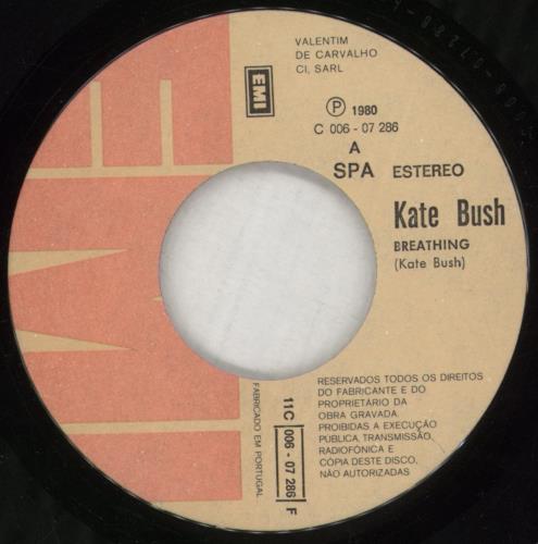Kate Bush Breathing 7" vinyl single (7 inch record / 45) Portuguese BUS07BR279334