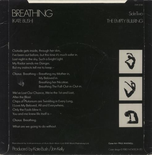 Kate Bush Breathing 7" vinyl single (7 inch record / 45) UK BUS07BR42618