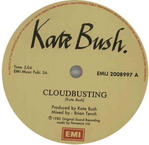 Kate Bush Cloudbusting 7" vinyl single (7 inch record / 45) South African BUS07CL581621