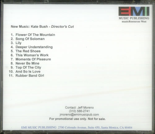 Kate Bush Director's Cut CD-R acetate US BUSCRDI543611
