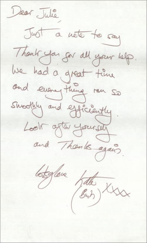 Kate Bush Handwritten Letter With Original Stamped Envelope memorabilia UK BUSMMHA532721