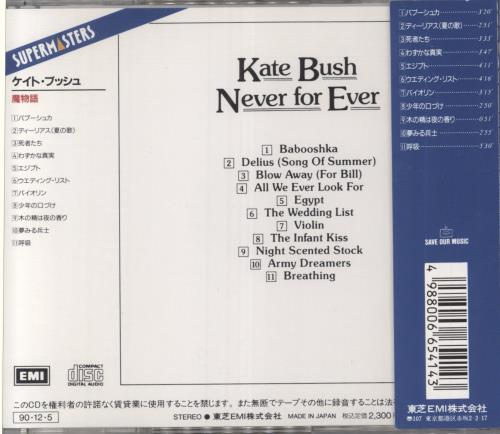 Kate Bush Never For Ever CD album (CDLP) Japanese BUSCDNE825716