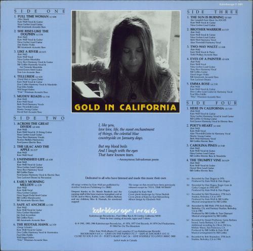 Kate Wolf Gold In California 2-LP vinyl record set (Double LP Album) US 5B82LGO808204
