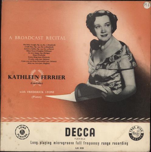 Kathleen Ferrier A Broadcast Recital 10" vinyl single (10 inch record) UK KFE10AB777861