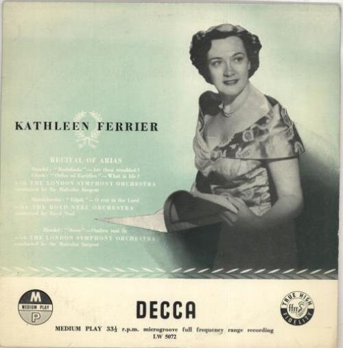 Kathleen Ferrier Recital of Arias - 3rd 10" vinyl single (10 inch record) UK KFE10RE711590