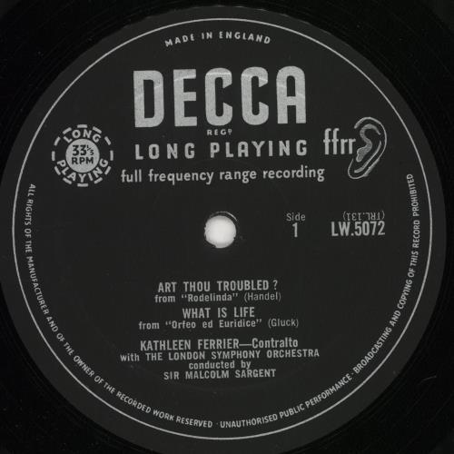 Kathleen Ferrier Recital of Arias - 5th 10" vinyl single (10 inch record) UK KFE10RE724650