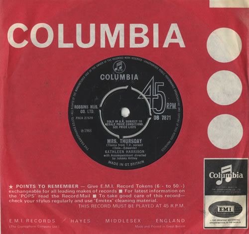 Kathleen Harrison Mrs. Thursday 7" vinyl single (7 inch record / 45) UK KHI07MR482247