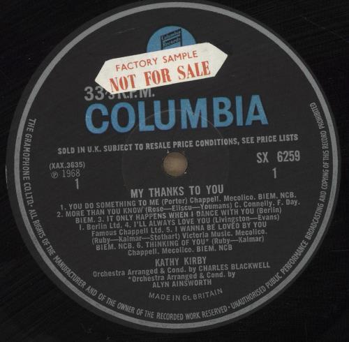 Kathy Kirby My Thanks To You - Mono/Factory Sample vinyl LP album (LP record) UK KKBLPMY452521