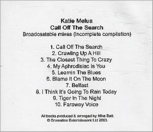 Katie Melua Call Off The Search - Broadcastable Mixes CD-R acetate UK KATCRCA290929
