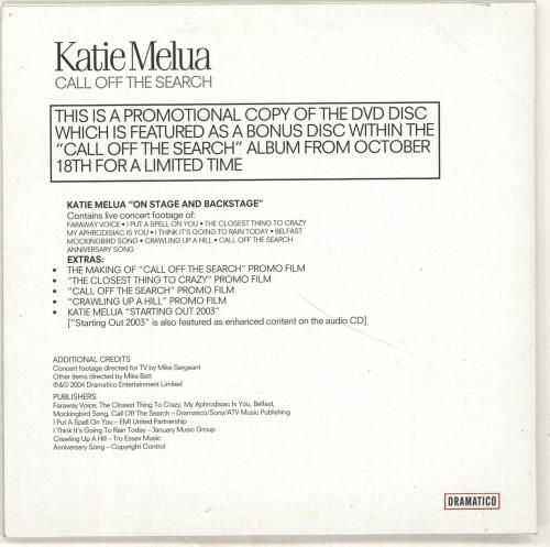 Katie Melua Call Off The Search DVD DVD UK KATDDCA539338