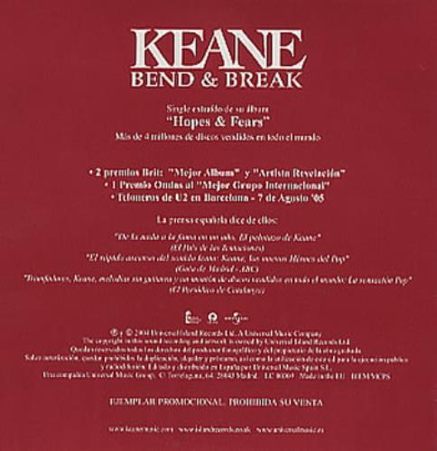 Keane (00s) Bend & Break CD single (CD5 / 5") Spanish KANC5BE353271