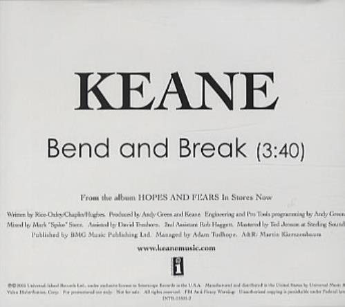 Keane (00s) Bend And Break CD single (CD5 / 5") US KANC5BE337369