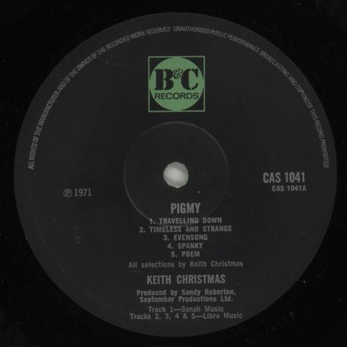 Keith Christmas Pigmy - EX vinyl LP album (LP record) UK KCMLPPI887018