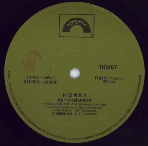 Keith Emerson Honky vinyl LP album (LP record) Italian KEMLPHO782220
