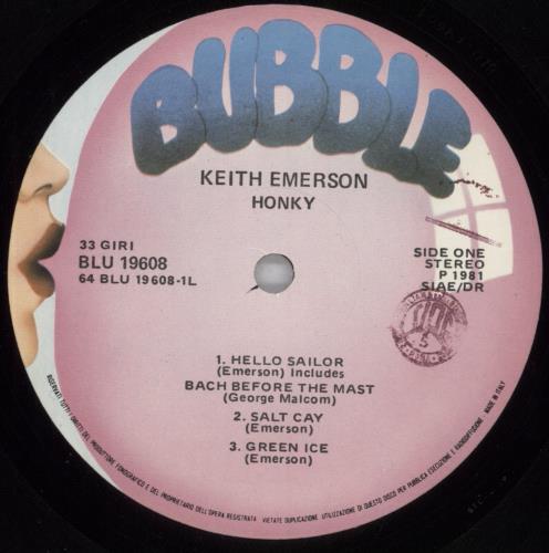 Keith Emerson Honky vinyl LP album (LP record) Italian KEMLPHO823354