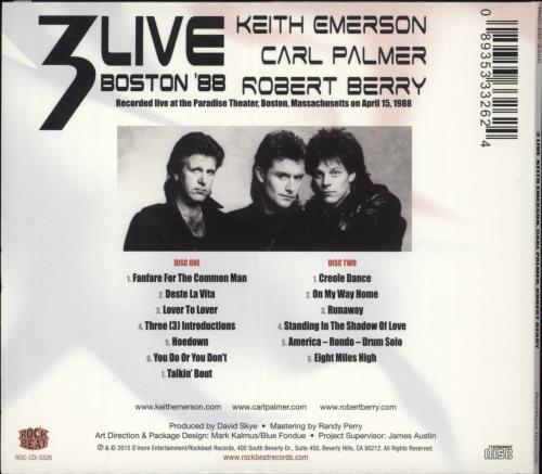 Keith Emerson Live Boston '88 2 CD album set (Double CD) US KEM2CLI865504