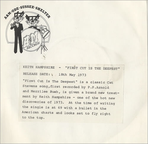 Keith Hampshire First Cut Is The Deepest - P/S 7" vinyl single (7 inch record / 45) UK KHP07FI484563