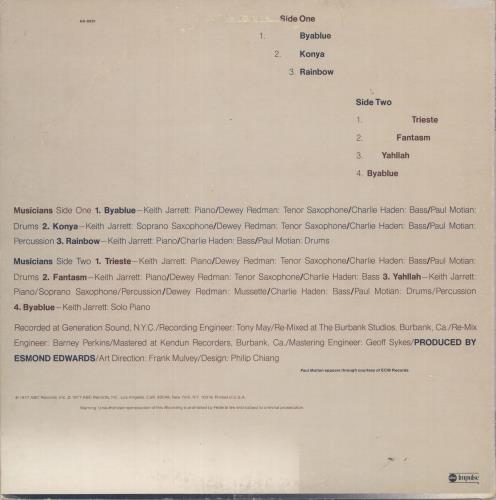 Keith Jarrett Byablue vinyl LP album (LP record) US KJRLPBY737963