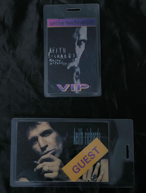 Keith Richards Pair of Laminated Backstage Passes tour pass US KRITPPA462446