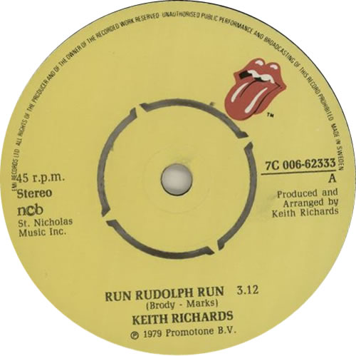 Keith Richards Run Rudolph Run - P/S 7" vinyl single (7 inch record / 45) Swedish KRI07RU75289