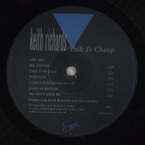 Keith Richards Talk Is Cheap - EX vinyl LP album (LP record) US KRILPTA882620